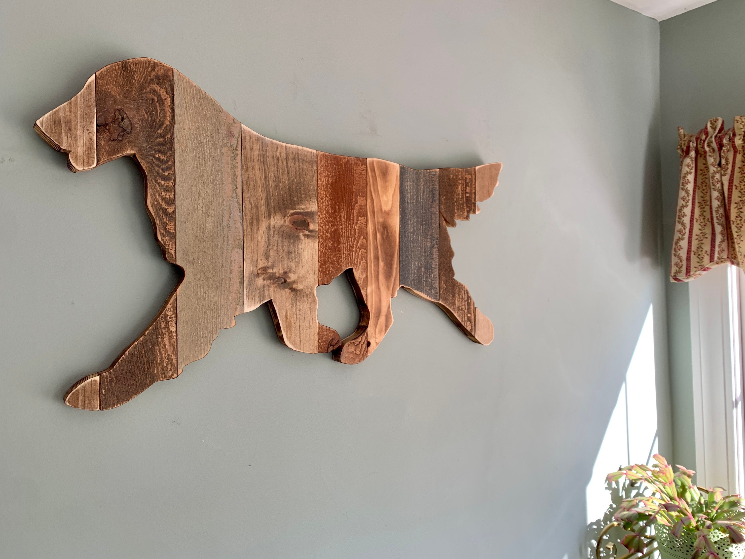 Flat Coated Retriever wooden dog silhouette, repurposed wood, barn wood, reclaimed wood, birthday gift, housewarming gift