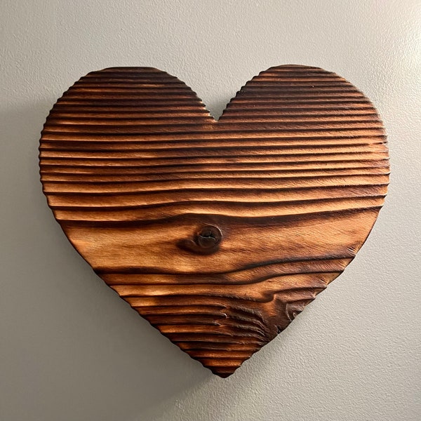 Burned wood heart, shou sugi ban heart, rustic wood heart, gift for her, rustic decor, valentines gift, birthday gift, house warming gift