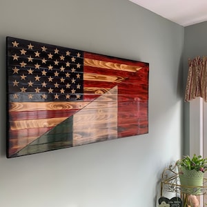 The Big Guy Combo, American Italian Flag split, Rustic flag, wood flag, gift for him, gift for dad, Italy, hand carved, hand made, made USA