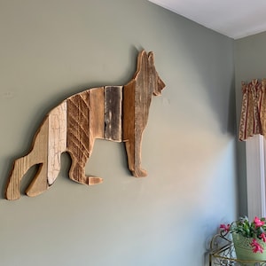 German Shepherd dog silhouette, wood dog sign, barn wood sign, Christmas gift