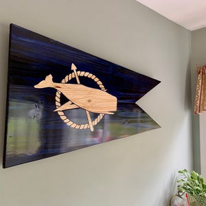 Nantucket wooden Flag, Nantucket Ma, nautical flag, whale flag, nautical gift, Christmas gift
