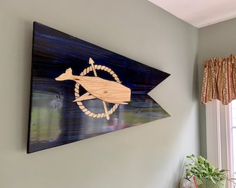 Nantucket wooden Flag, Nantucket Ma, nautical flag, whale flag, nautical gift, Christmas gift