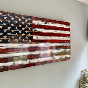Worn and Torn American wooden flag, wood flag, distressed wood, rustic flag, Christmas gift, gift for him, man cave