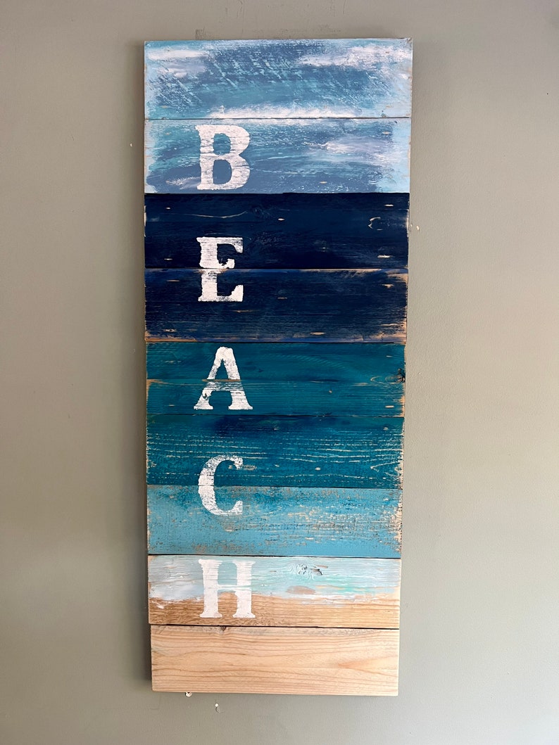 Rustic Wood Pallet Beach Ocean Sign Reclaimed Pallet Wood Etsy