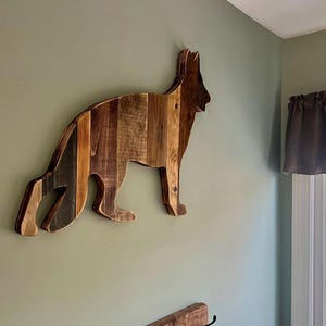 German Shepherd dog silhouette, wood dog sign, barn wood sign, Christmas gift