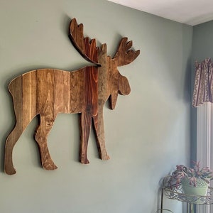 Rustic wooden moose sign, repurposed wood moose, moose wood sign, gift for him, gift for her, man cave, free shipping