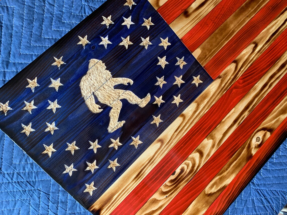 Bigfoot Wood Flag Bigfoot Flag American Wood Flag USA Flag | Etsy UK