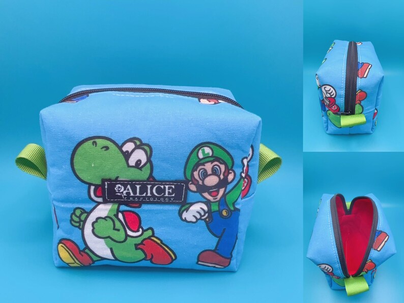 Pu&ograve; includere: Una pochette blu con cerniera e manico verde. La pochette presenta una stampa con i personaggi di Mario, Luigi e Yoshi della serie di videogiochi Super Mario Bros. La pochette ha una cerniera nera e un'etichetta bianca con il testo "ALICE CRAFTSOLOGY".