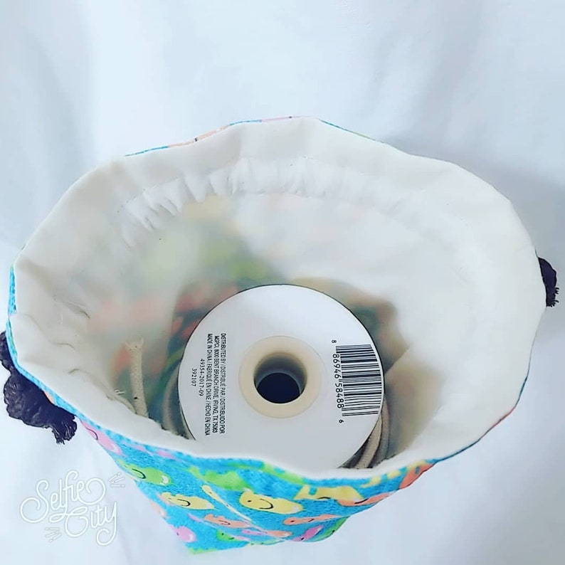Small Drawstring Bag Drawstring Bag Fabric gift bagBlue ColorCutie Pattern