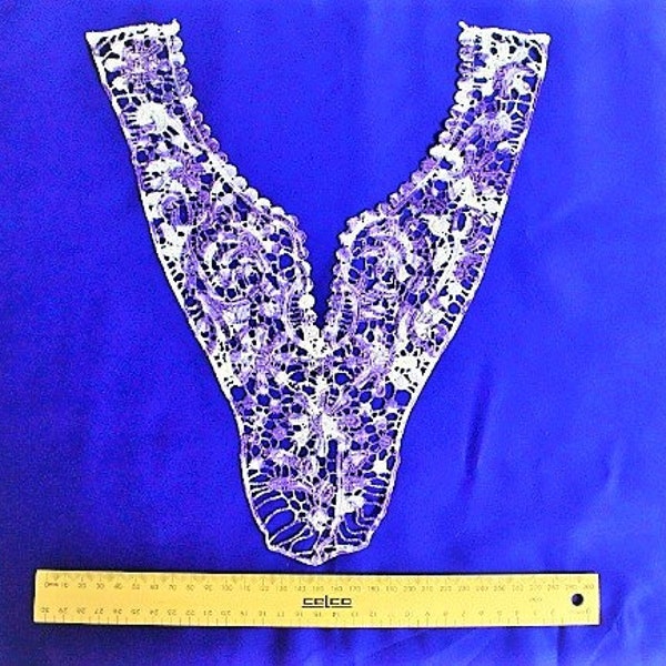 White Lace Yoke with Purple Overprinting