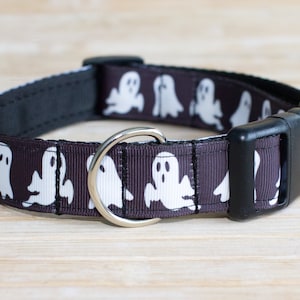 Collier pour chien Halloween fantômes noir et blanc