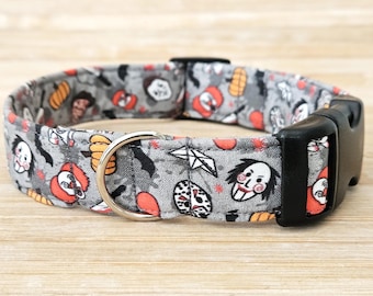 Halloween Classic Horror Movie Dog Collar, Adjustable Buckle, Spooky Season Pet