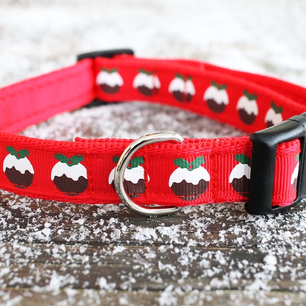 Collier pour chien Pudding de Noël Extra Petit | Petit | Moyen | Grand, cadeau de Noël pour chien, collier pour chiot