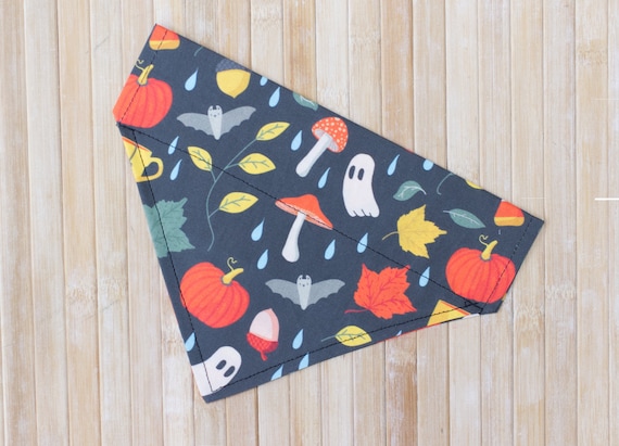 Autumn Dog bandana | Autumn Fall Dog Bandana | Ghosts, Mushrooms, Bats, Pumpkins, Halloween dog bandana