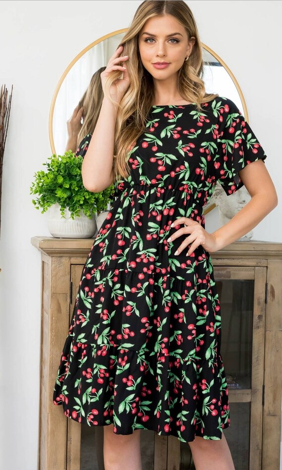 Womans Cherry Dress With Pockets - Etsy