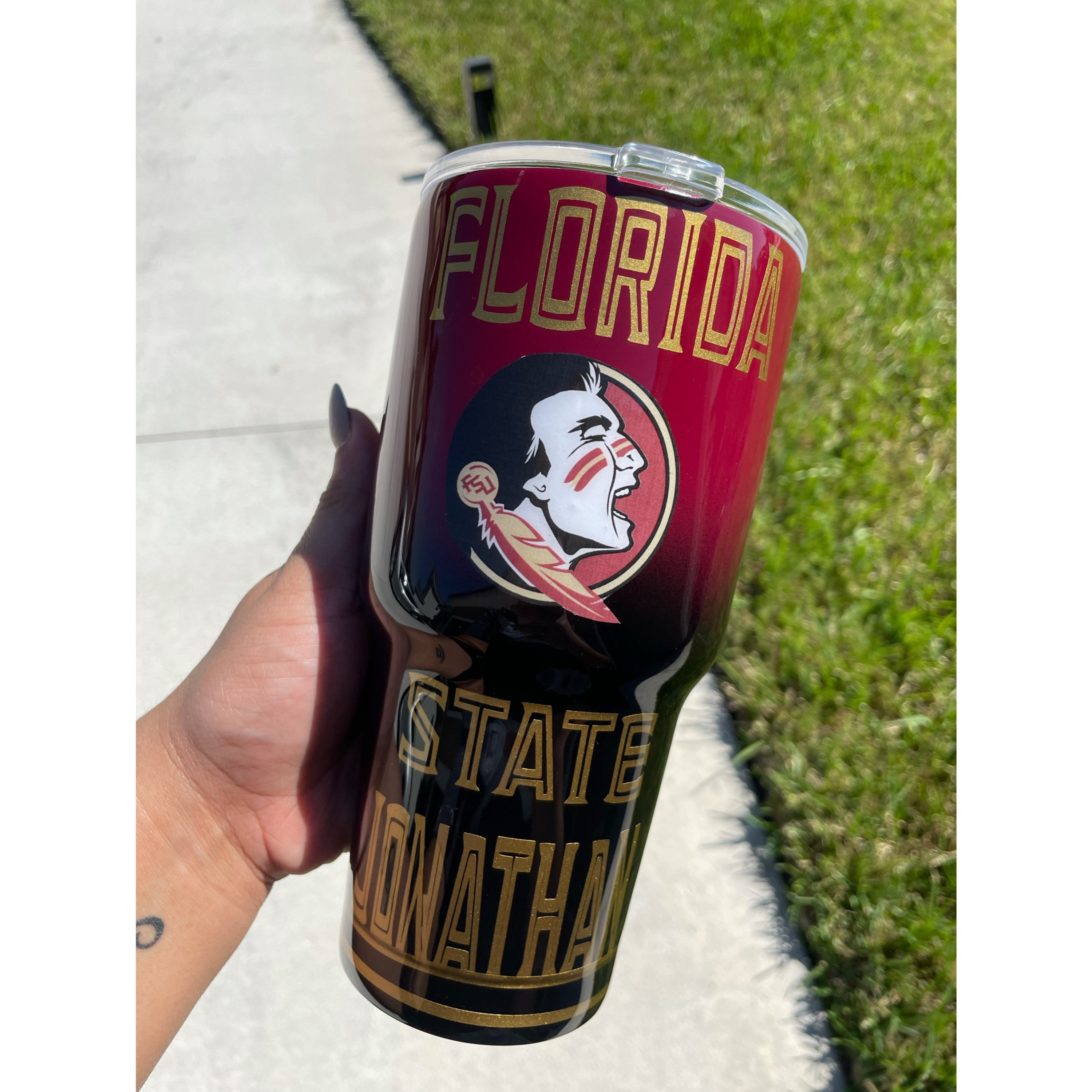 Fsu | Florida State Gametime Sidekick 20oz Striped Tumbler With Lid |  Alumni Hall