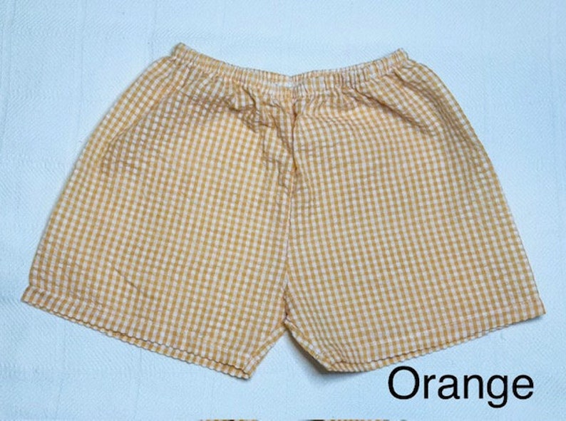 Short en vichy pour enfants Short en crépon Short pour garçon Tout-petit Vêtements pour enfants 12M, 18M, 2T 3T, 4T, 5T et 6T Expédition rapide image 3