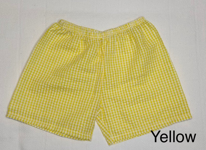 Short en vichy pour enfants Short en crépon Short pour garçon Tout-petit Vêtements pour enfants 12M, 18M, 2T 3T, 4T, 5T et 6T Expédition rapide image 5