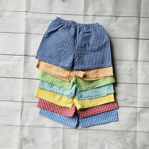 Short en vichy pour enfants Short en crépon Short pour garçon Tout-petit Vêtements pour enfants 12M, 18M, 2T 3T, 4T, 5T et 6T Expédition rapide image 1