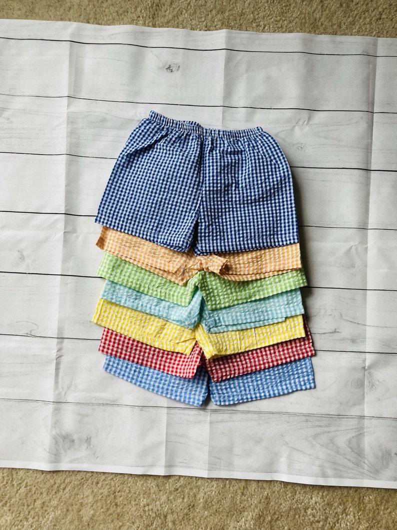 Short en vichy pour enfants Short en crépon Short pour garçon Tout-petit Vêtements pour enfants 12M, 18M, 2T 3T, 4T, 5T et 6T Expédition rapide image 1