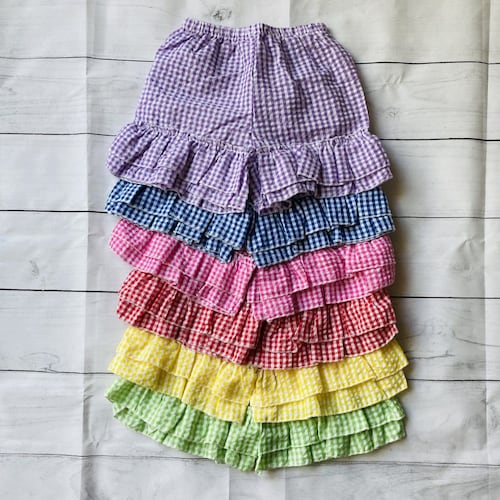 Girls Ruffled Gingham Shorts Etsy