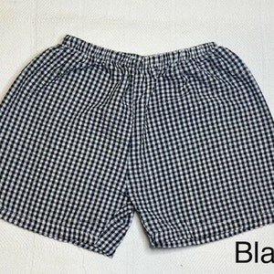 Short en vichy pour enfants Short en crépon Short pour garçon Tout-petit Vêtements pour enfants 12M, 18M, 2T 3T, 4T, 5T et 6T Expédition rapide image 7