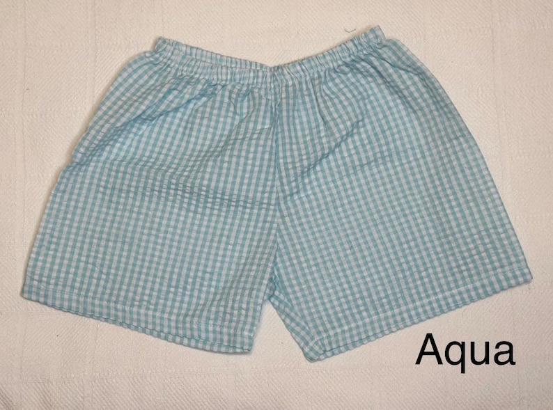 Short en vichy pour enfants Short en crépon Short pour garçon Tout-petit Vêtements pour enfants 12M, 18M, 2T 3T, 4T, 5T et 6T Expédition rapide image 6