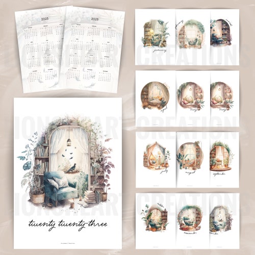 2023 Cozy Book Nook Printable for Planners and Journals 2023 Etsy