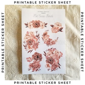 Hot Cocoa Florals printable sticker sheet