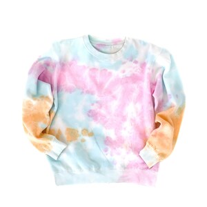 Pastel Tie Dye Sweatshirt | Adult Unisex Tie Dye Fleece Sweatshirts Pullovers Tops | Tie Dye for Women and Men Size S M L XL