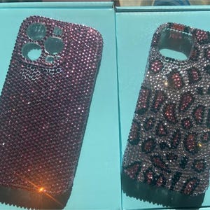 Sparkle Pink Leopard Rhinestone Phone Cases Unique Crystal Phone Covers for Girls/Ladies