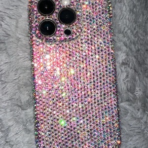 Iridescent Crystal Swar bling Luxury Phone Cases Full sides Protect Back Cover Rhinestone Crystal Custom fit many mobile model Unique Case