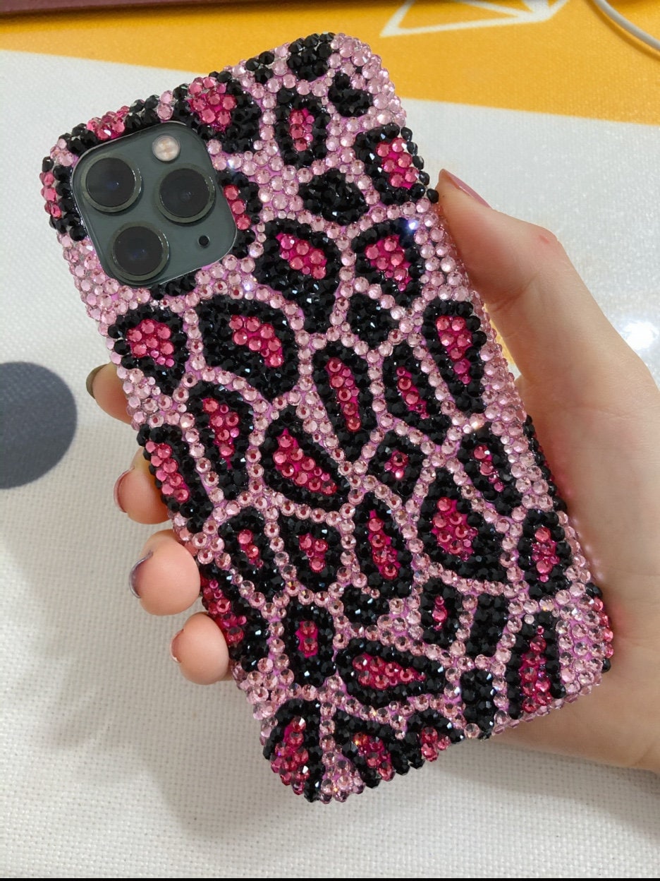 Square Glitter Totem Grid Leopard Phone Case For Samsung S21 S20