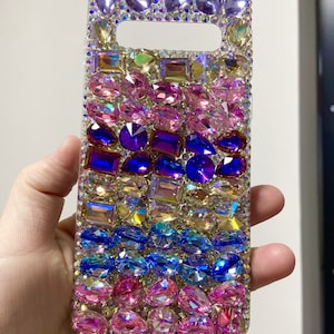 unique Phone Case for samsung/iPhone Colorful Stones Phone Cases Sparkling Phone Back Covers Bling Phone Skins Made to order