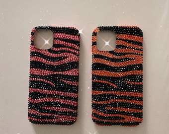 Handmade Zebra Rhinestone Phone Case, Sparkly Bling Crystal Cover