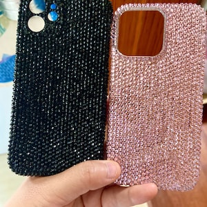 Bling Unique Phone Cases black white  make customize cute phone case swar crystal full sides protect back cover custom personalized gifts
