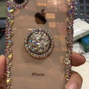 Luxury Bling Phone Cases with Phone Grip Phone Stand Sparkle Rhinestone Case Holder Unique Phone Accessory Diamonds stones full sides cover