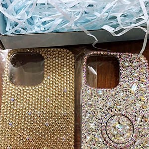 Champagne Swarov Stone  ski element Bling Sparkling Phone Cases Luxury Glitter Phone Case Rhinestone Crystal Custom Cute Cell Phone Cover