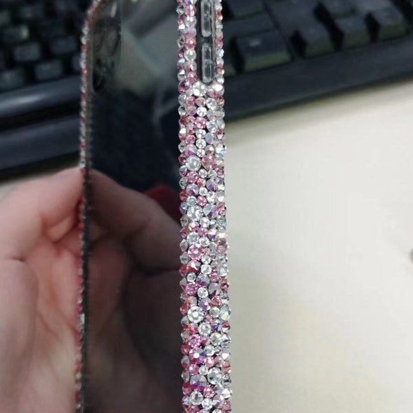 Sparkly Swarov Luxury Back Phone Cases Bumper Frame Full sides Protect Back Cover Rhinestone Bedazzled Custom fit many mobile model