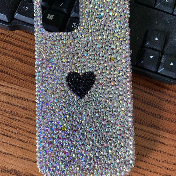 Sparkling Phone Case Full sides protect Back Cover Bling Out Custom fit many mobile models phone cases little heart love