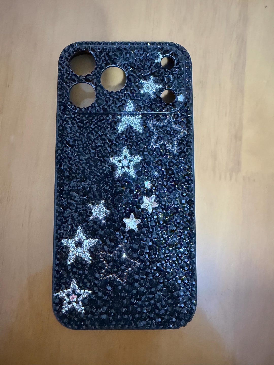 Black Rhinestone Phone Case, Luxury Crystal Stones Unique  display picture 3