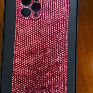 Custodie per telefono con cristalli Swarovski rosa acceso, protezione completa dei lati, cover posteriore in strass, adatte a molti modelli di cellulare, custodia unica