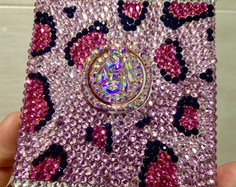 Rhinestone Pink Leopard Phone Case with Grip Stand