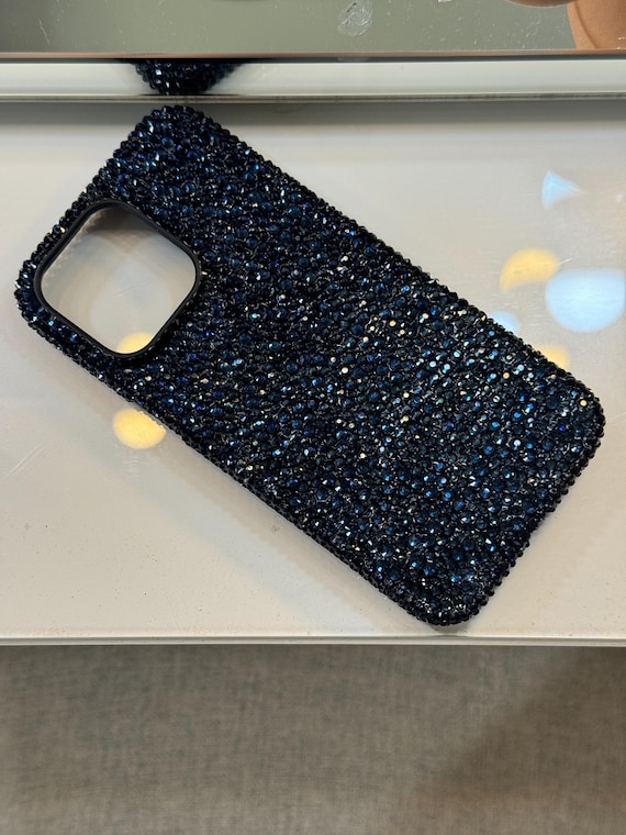 Custodia Per Telefono Jet Hematite Bling, Cover Posteriore Nera Con Strass Realizzata A Mano Con Cristalli Swarovski Per IPhone 17 16 15 Pro Max Air Plus Mini 14 13 12 - Italia - Foto 11
