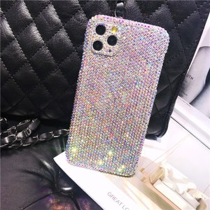 Iridescent Crystal Swar bling Luxury Phone Cases Full sides Protect Back Cover Rhinestone Crystal Custom fit many mobile model Unique Case