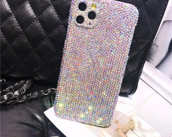 Iridescent Crystal Swar bling Luxury Phone Cases Full sides Protect Back Cover Rhinestone Crystal Custom fit many mobile model Unique Case