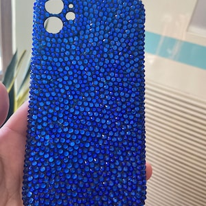 Unique Bling Phone Case Full Sides Protection Back Cover Klein Blue Stones Royal Blue Swarovsk Diamonds Glitter Phone Case iPHone 11/13/14