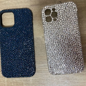 Crystal Swarovsk Bling Out Phone Cases Back Cover With Rhinestone Diamond Custom fit many mobile models phone cases Navy Blue/Clear