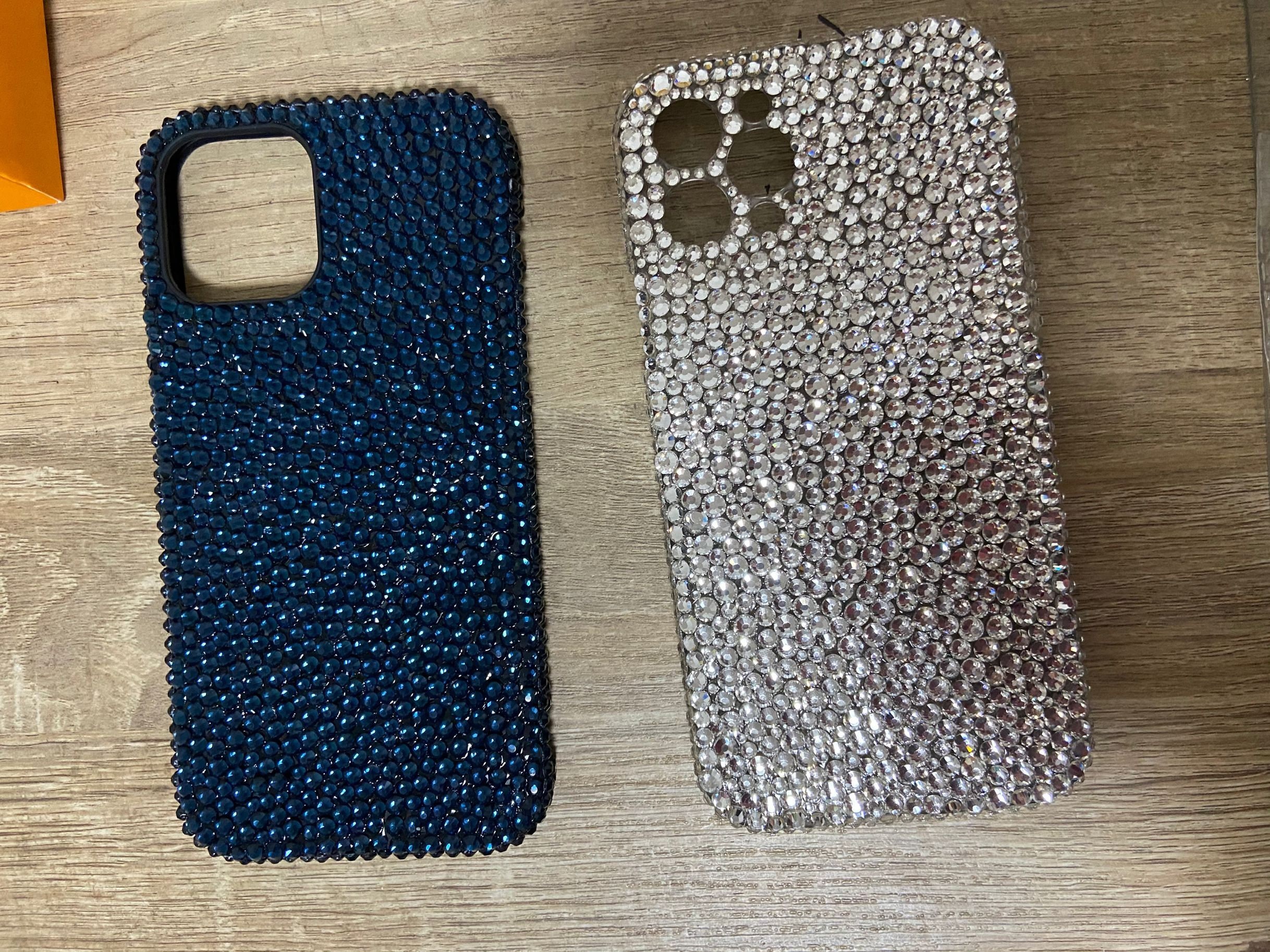Crystal Swarovsk Bling Out Phone Cases Back Cover With Rhinestone Diamond Custom fit many mobile models phone cases Navy Blue/Clear