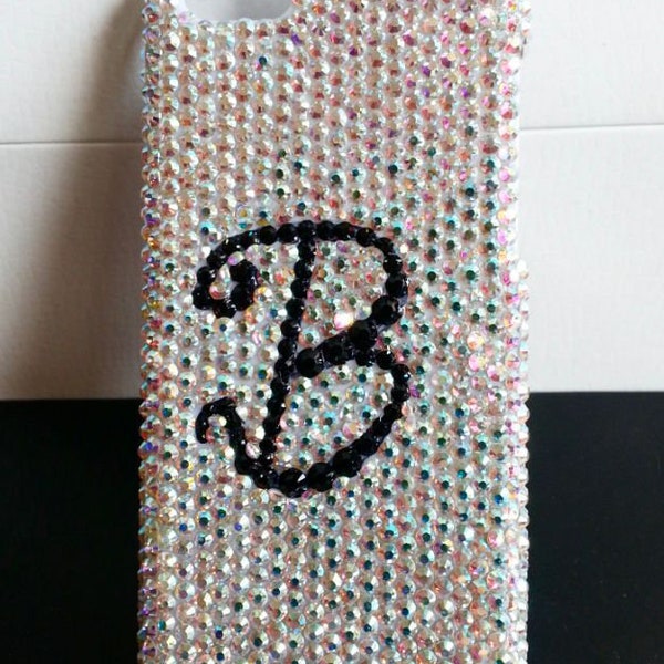 sparkle capital Phone Case blinged handmade customize initial back phone cover personalize phone case unique gifts silver black